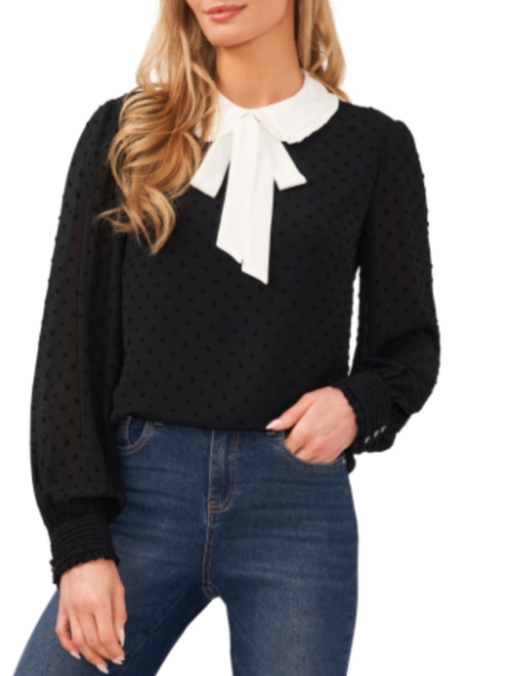 Nordstrom CeCe Bow Collar Blouse Size:XL